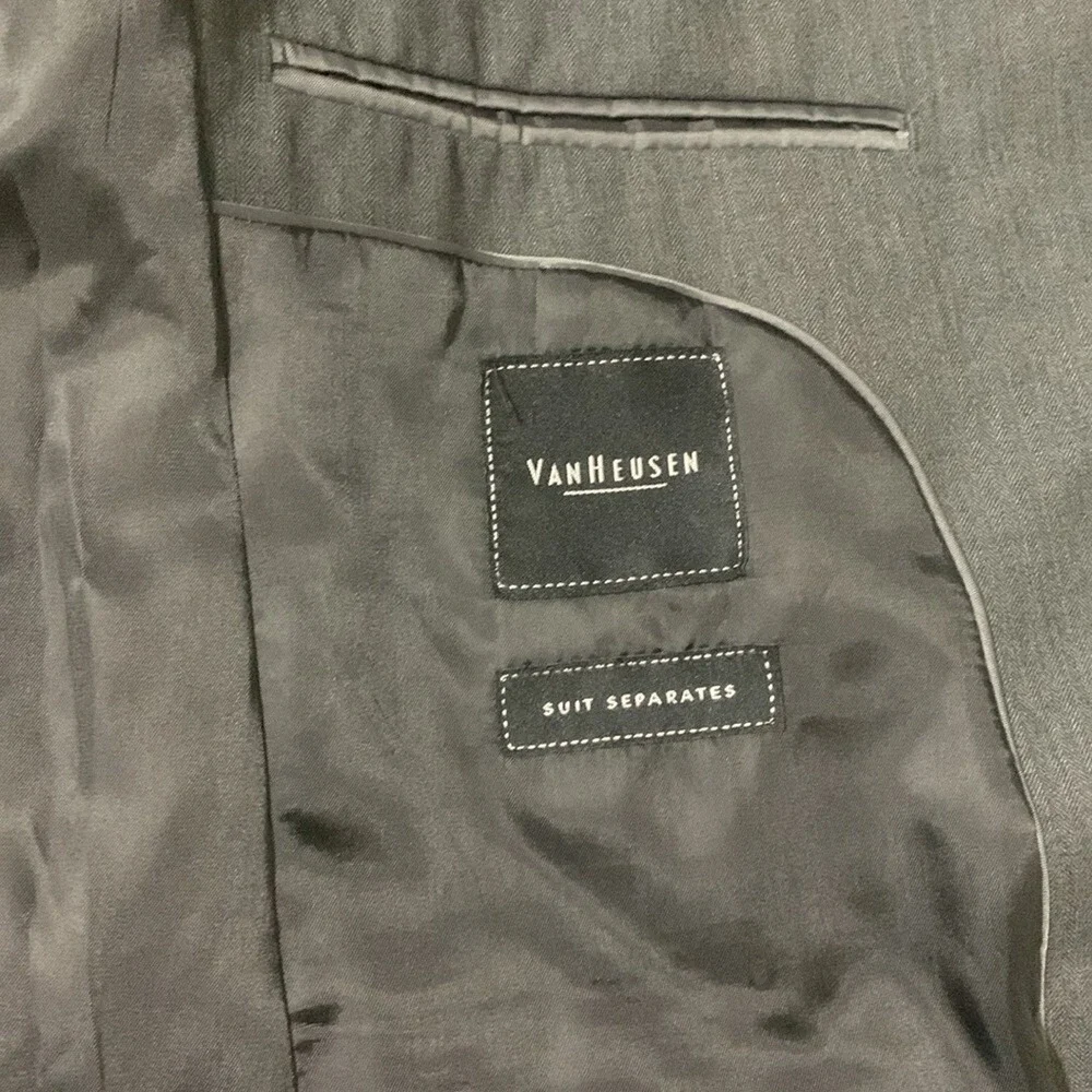 Van Heusen Mens Suit Separates Blazer Sport Coat 40R Jacket Gray Herringbone